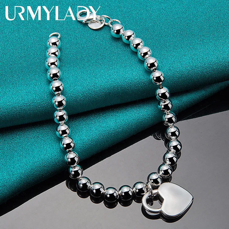 URMYLADY 925 Sterling Silver Heart Lock 6mm Beads Chain Bracelets Jewelry Top Quality Lovers Bracelets Christmas Gift For Women
URMYLADY 925 Sterling Silver Heart Lock 6mm Beads Chain Bracelets Jewelry Top Quality Lovers Bracelets Christmas Gift For Women