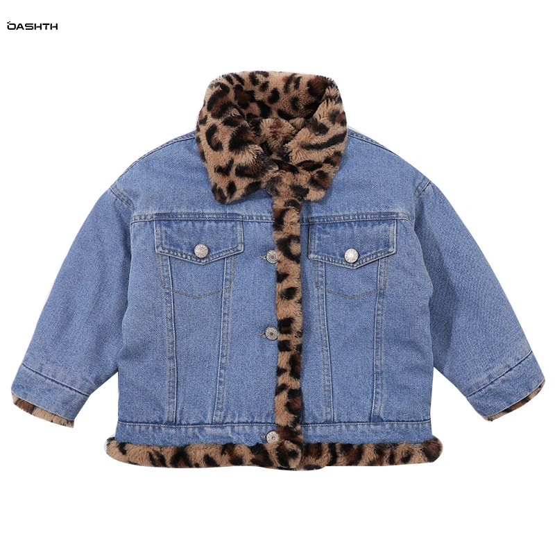 OASHTH Girls plus velvet denim jacket winter clothes new children's clothing baby wear leopard print tops on both sides
OASHTH Girls plus velvet denim jacket winter clothes new children's clothing baby wear leopard print tops on both sides
