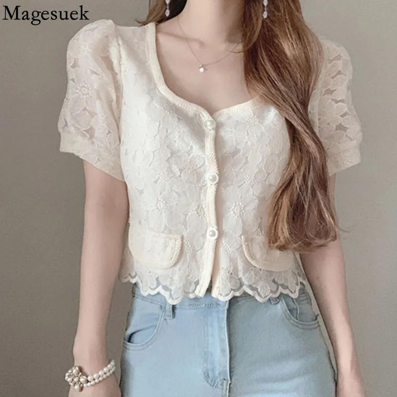 French Embroidery Flowers Lace Blouse Women Square Collar Summer Slim Shirts Ladies Pearl Elegant Sweet Top Blusas Mujer 15726
French Embroidery Flowers Lace Blouse Women Square Collar Summer Slim Shirts Ladies Pearl Elegant Sweet Top Blusas Mujer 15726