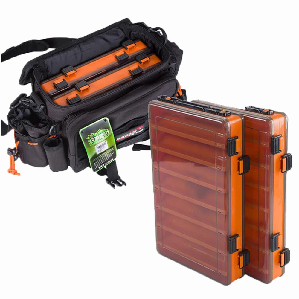 Fishing Bags Fishing tackle bag 29x22x18cm Multi-Purpose Waterproof With Two Fishing Lure Box Double Sided Tackle Box
Fishing Bags Fishing tackle bag 29x22x18cm Multi-Purpose Waterproof With Two Fishing Lure Box Double Sided Tackle Box