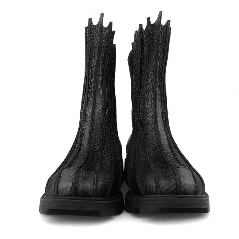 High Personality Quality Harajuku Genuine Leather Pathwork High Top Boots Winter Warm Round Toe Back Zip Male Mid Calf Boots
High Personality Quality Harajuku Genuine Leather Pathwork High Top Boots Winter Warm Round Toe Back Zip Male Mid Calf Boots