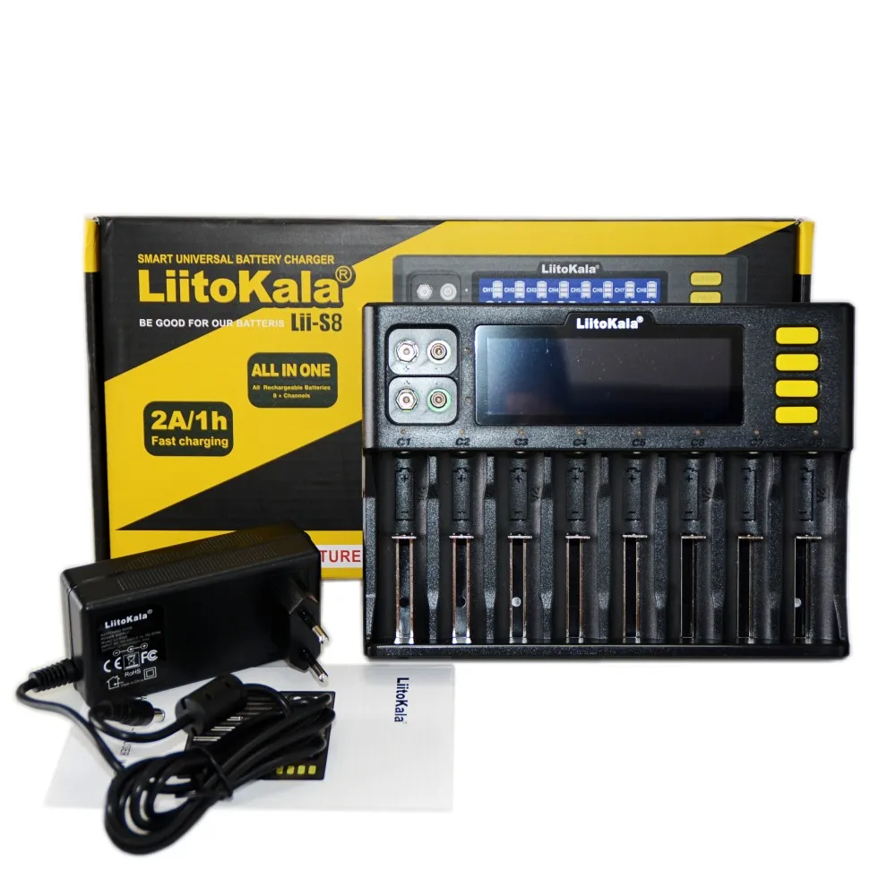 liitokala lii s8 18650 26650 21700 lithium battery charger 1.2V 3.2V 3.7V multi-function 8-slot smart fast charge AA AAA LiFePo4
liitokala lii s8 18650 26650 21700 lithium battery charger 1.2V 3.2V 3.7V multi-function 8-slot smart fast charge AA AAA LiFePo4