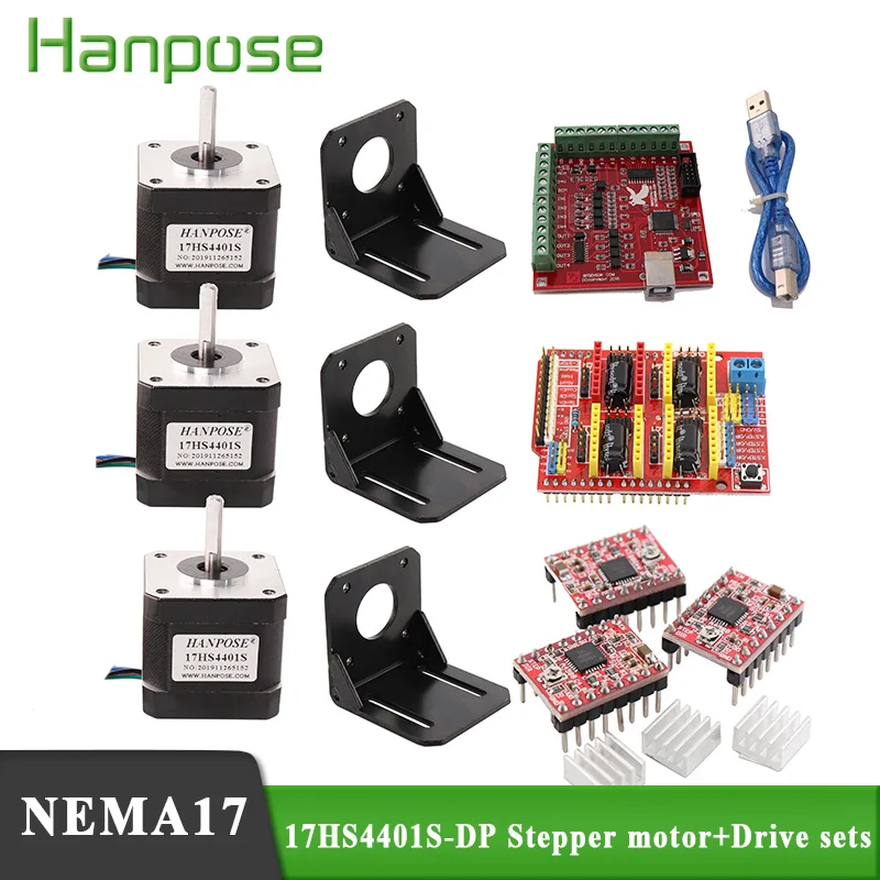 Axis Kit Package shipping motor kit 4-lead 17HS4401S straight out + motor bracket 3 driver expansion boards NEMA17 42 Series Mo
Axis Kit Package shipping motor kit 4-lead 17HS4401S straight out + motor bracket 3 driver expansion boards NEMA17 42 Series Mo