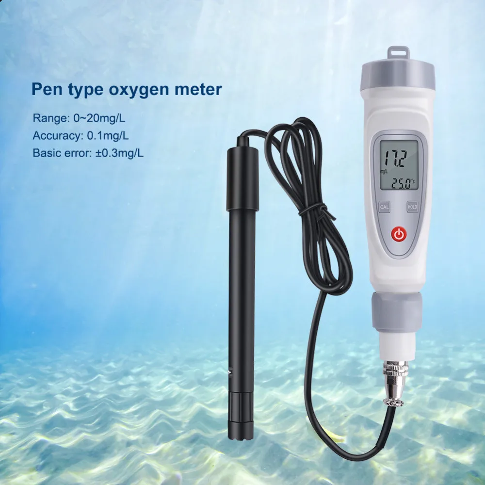 Portable Pen-type Dissolved Oxygen Meter Fish Pond Oxygen Tester Low Temperature Water Oxygen Detector Monitor Rang:0.0-20.0mg/L
Portable Pen-type Dissolved Oxygen Meter Fish Pond Oxygen Tester Low Temperature Water Oxygen Detector Monitor Rang:0.0-20.0mg/L