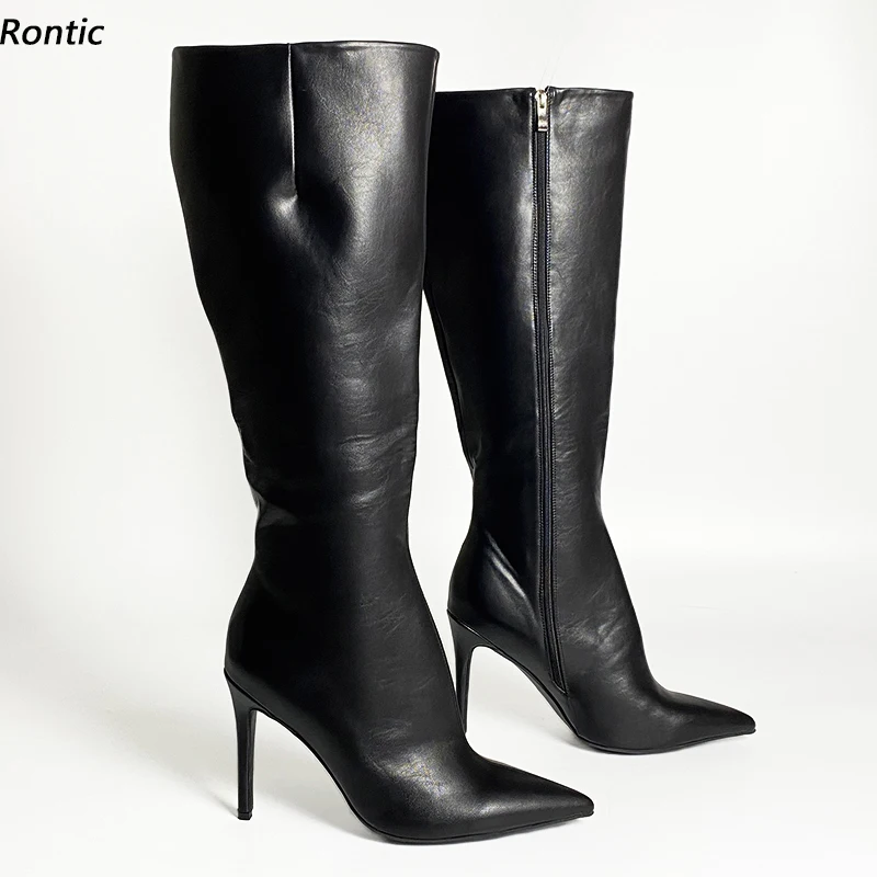 Rontic Customization Handmade Women Winter Knee Boots Unisex Stiletto Heels Pointed Toe Elegant Black Daily Shoes US Size 5-15
Rontic Customization Handmade Women Winter Knee Boots Unisex Stiletto Heels Pointed Toe Elegant Black Daily Shoes US Size 5-15