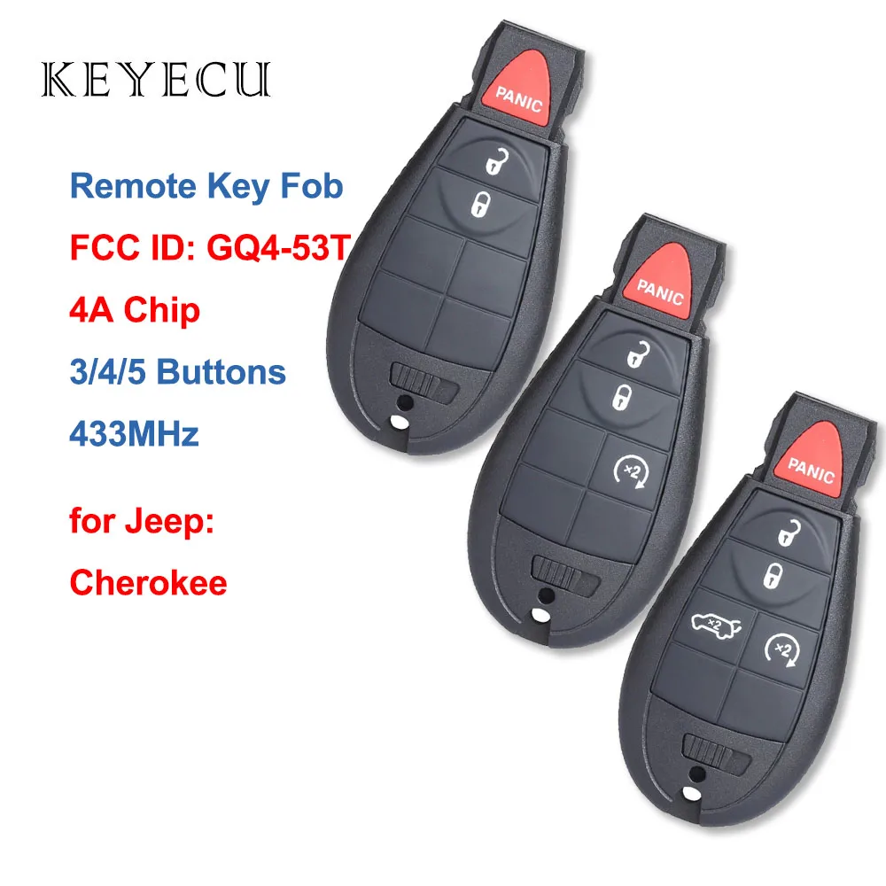 Дистанционный ключ Fob 433 МГц 4A чип для Jeep Cherokee 2014 2015 2015 2017 2018 GQ4-53T, 1470A-34T, 2019, 68105083
Дистанционный ключ Fob 433 МГц 4A чип для Jeep Cherokee 2014 2015 2015 2017 2018 GQ4-53T, 1470A-34T, 2019, 68105083