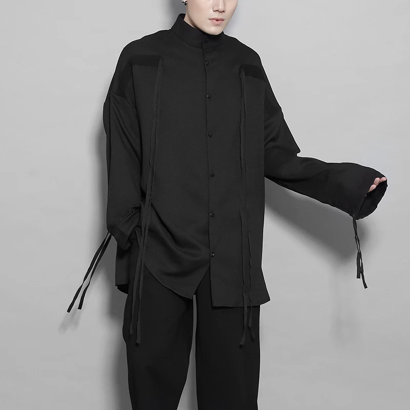 Dark Personality Ribbon splicing Niche Design Casual long-sleeved Shirt Men's autumn jacket 
Dark Personality Ribbon splicing Niche Design Casual long-sleeved Shirt Men's autumn jacket