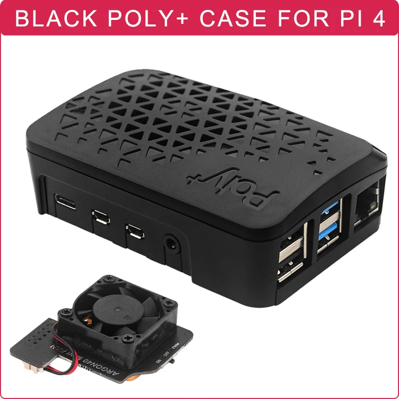 Argon POLY+ Vented Case for Raspberry Pi 4 PWM +Mini Fan Built-in Copper Radiator Black Shell ABS Box for Raspberry Pi 4 Model B
Argon POLY+ Vented Case for Raspberry Pi 4 PWM +Mini Fan Built-in Copper Radiator Black Shell ABS Box for Raspberry Pi 4 Model B