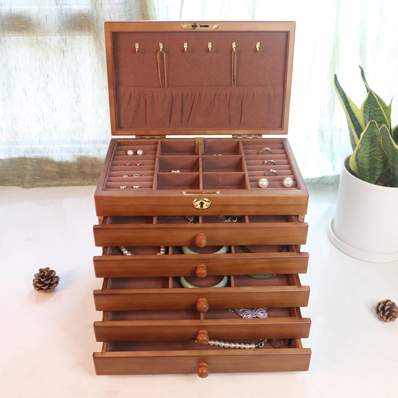 New 6-Layer Solid wood jewelry box retro jewelry box wedding gift Display Large Capacity Princess Jewelry Storage Gift Box
New 6-Layer Solid wood jewelry box retro jewelry box wedding gift Display Large Capacity Princess Jewelry Storage Gift Box