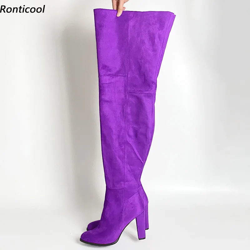 Ronticool 2021 Handmade Women Winter Thigh Boots Flock Side Zipper Block Heels Round Toe Purple Casual Shoes Women Us Size 5-20
Ronticool 2021 Handmade Women Winter Thigh Boots Flock Side Zipper Block Heels Round Toe Purple Casual Shoes Women Us Size 5-20