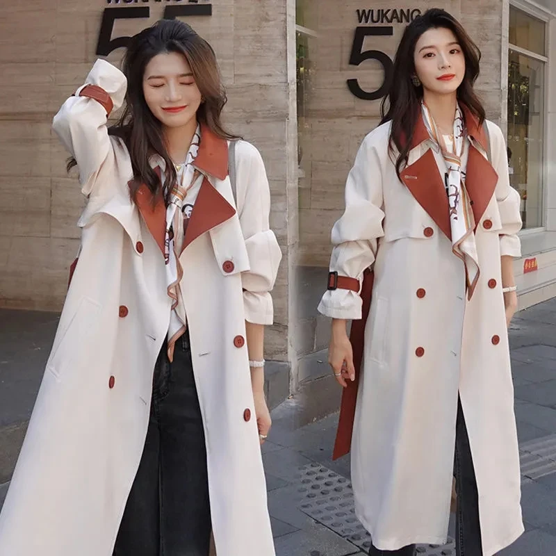 Nice Spring/Autumn Oversize Women'S Stitching Contrast Color Long Trench Coat Woman Korean Double Breasted Loose Overcoat Jacket
Nice Spring/Autumn Oversize Women'S Stitching Contrast Color Long Trench Coat Woman Korean Double Breasted Loose Overcoat Jacket
