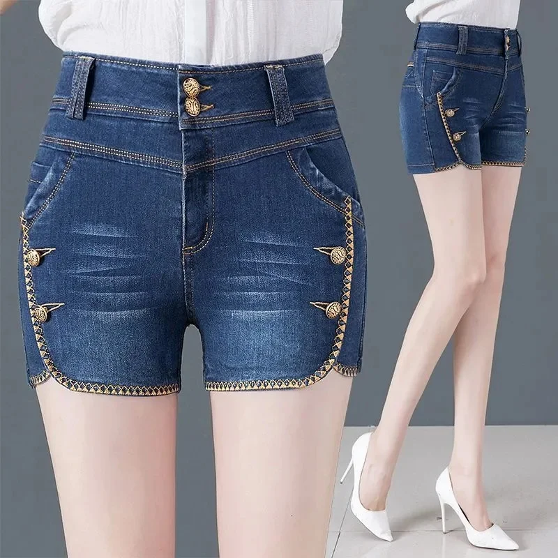 Elasticity Denim Shorts pant Women Summer 2025 New High Waist Stretch Casual Wild Zipper Jeans Student Short Pant Thin 310
Elasticity Denim Shorts pant Women Summer 2025 New High Waist Stretch Casual Wild Zipper Jeans Student Short Pant Thin 310