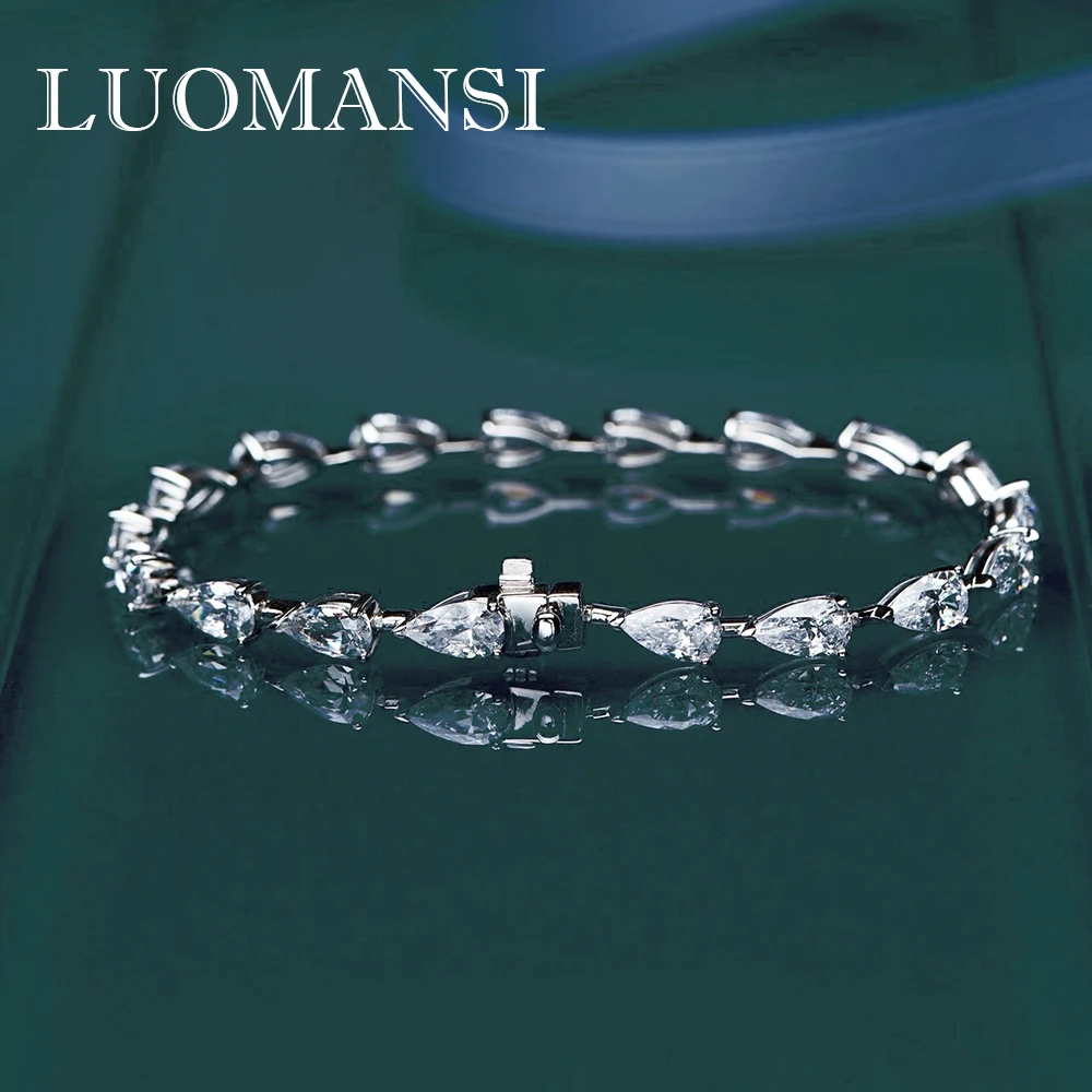 Luomansi Water Drop High Carbon Diamond Bracelet Fine-Jewelry 100% S925 Silver 18K White Gold Bracelet Female Gift
Luomansi Water Drop High Carbon Diamond Bracelet Fine-Jewelry 100% S925 Silver 18K White Gold Bracelet Female Gift