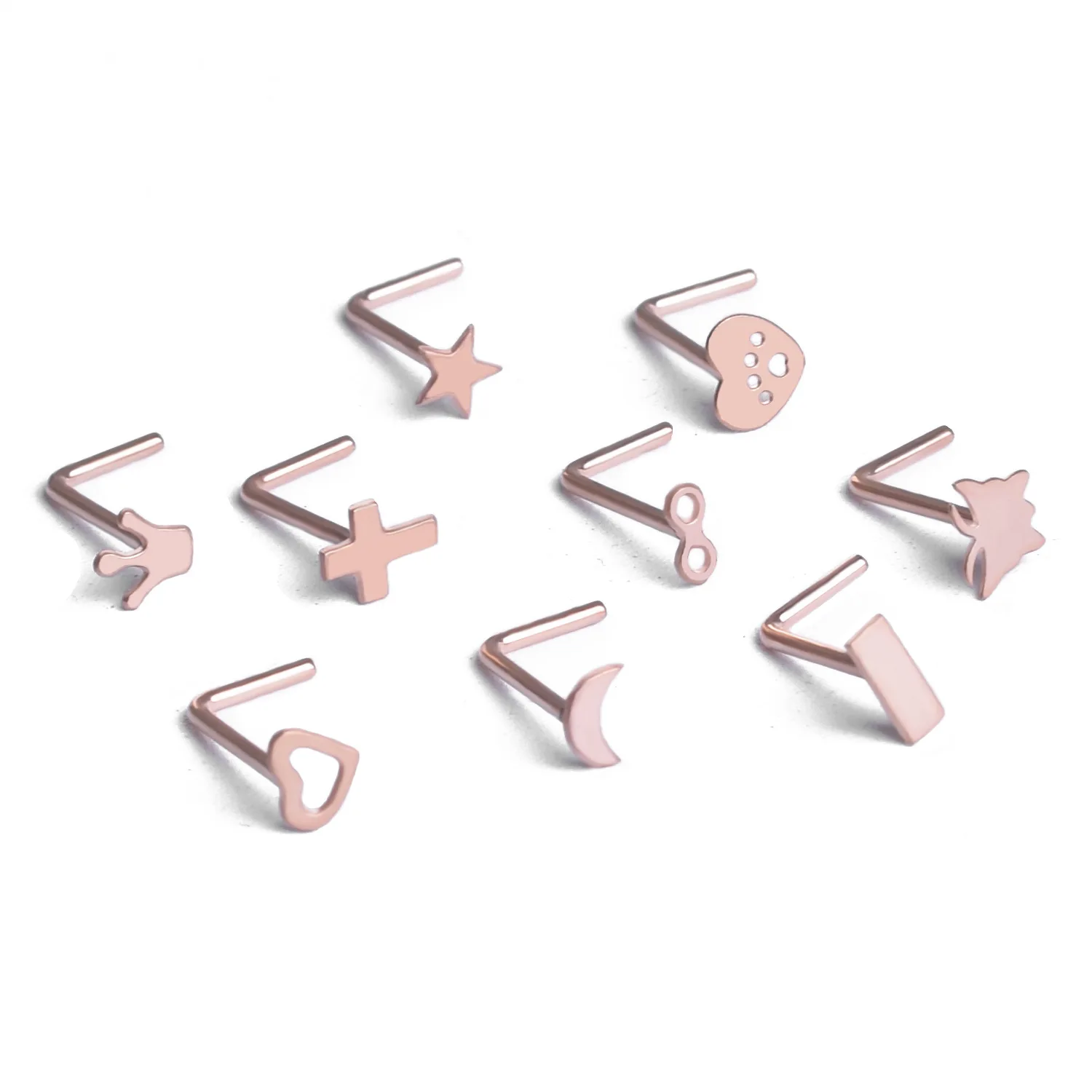 9pcs 20G Surgical Steel Nose Stud Rings L Shaped Piercing Jewelry Star Heart Crown
9pcs 20G Surgical Steel Nose Stud Rings L Shaped Piercing Jewelry Star Heart Crown