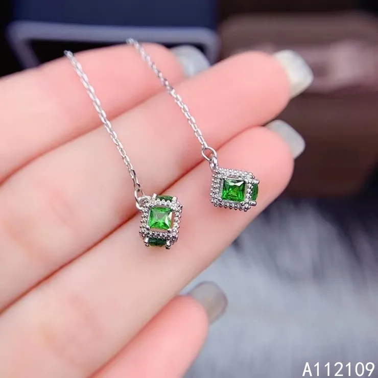 Exquisite Jewelry 925 Sterling Silver Inset With Natural Gemstone Women's Luxury Fashion Square Diopside Earrings Ear line Suppo
Exquisite Jewelry 925 Sterling Silver Inset With Natural Gemstone Women's Luxury Fashion Square Diopside Earrings Ear line Suppo