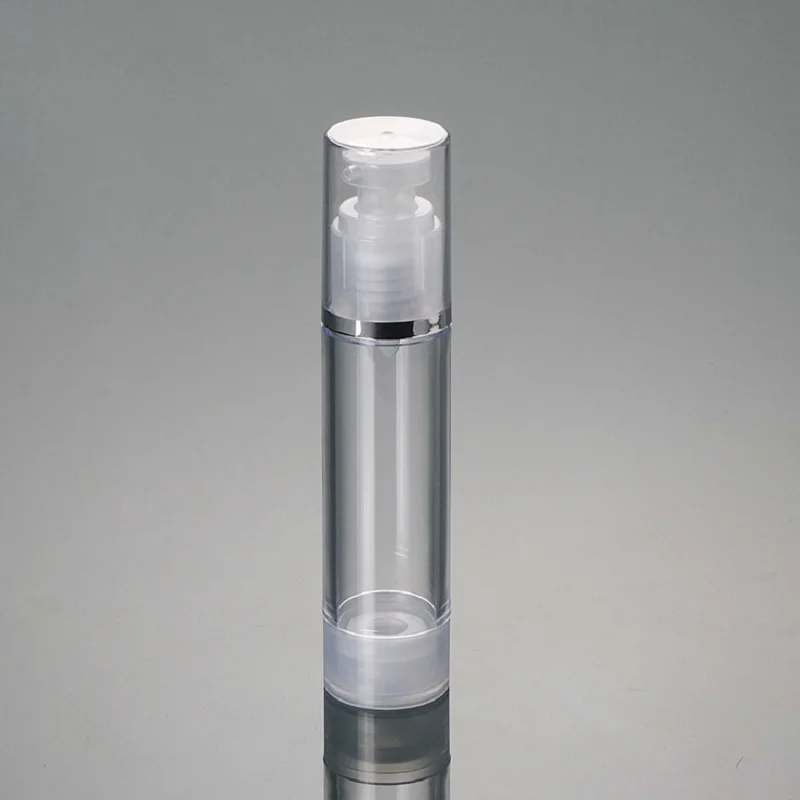 50ML clear plastic airless bottle with airless pump silver line for lotion/emulsion/serum/skin care cosmetic packing
50ML clear plastic airless bottle with airless pump silver line for lotion/emulsion/serum/skin care cosmetic packing