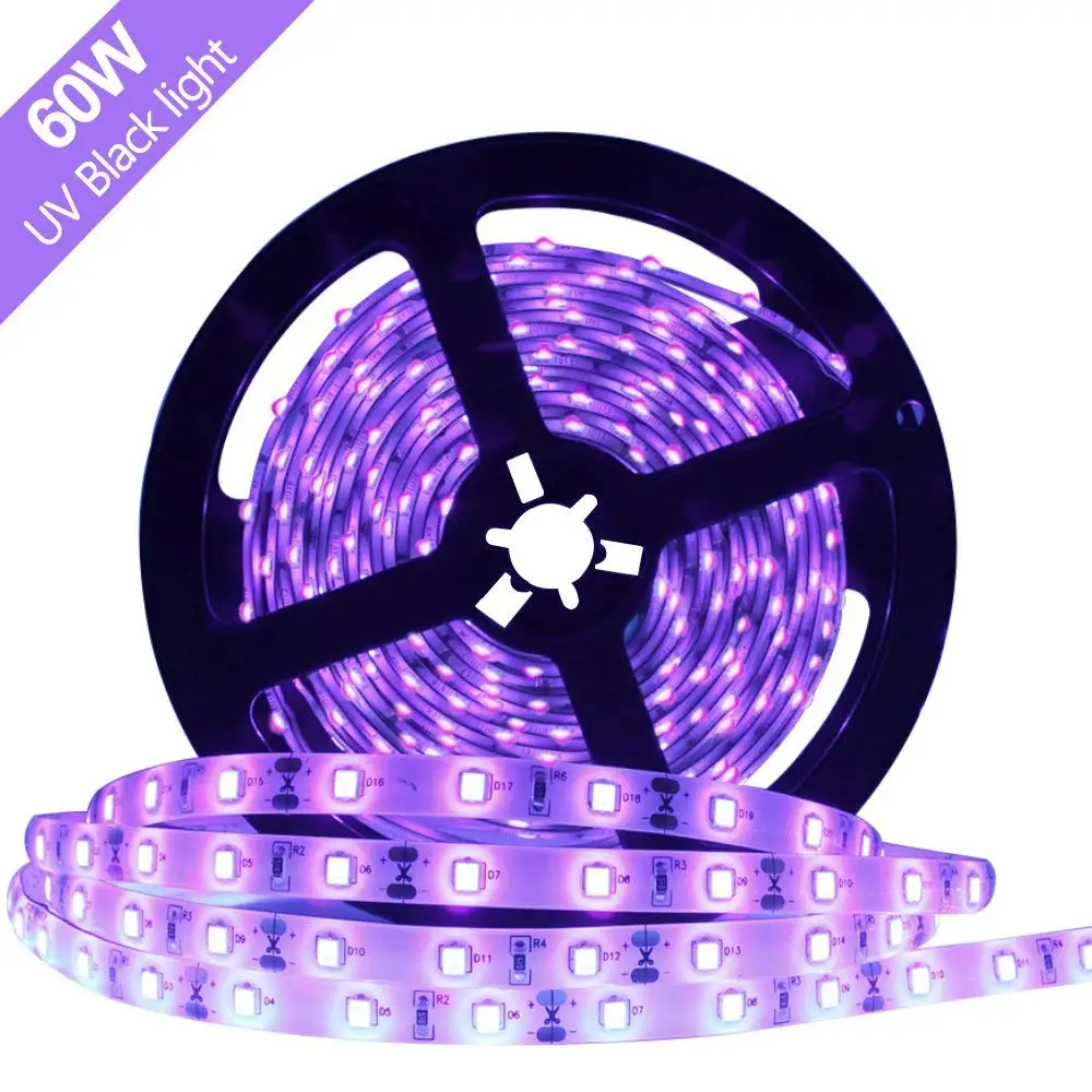 365nm 380nm 395nm UV Black Light LED Strip Flexible 16.4FT 5Mtr SMD3528/2835 12V 60LEDs/MTR for UV Curing, Currency Validation
365nm 380nm 395nm UV Black Light LED Strip Flexible 16.4FT 5Mtr SMD3528/2835 12V 60LEDs/MTR for UV Curing, Currency Validation