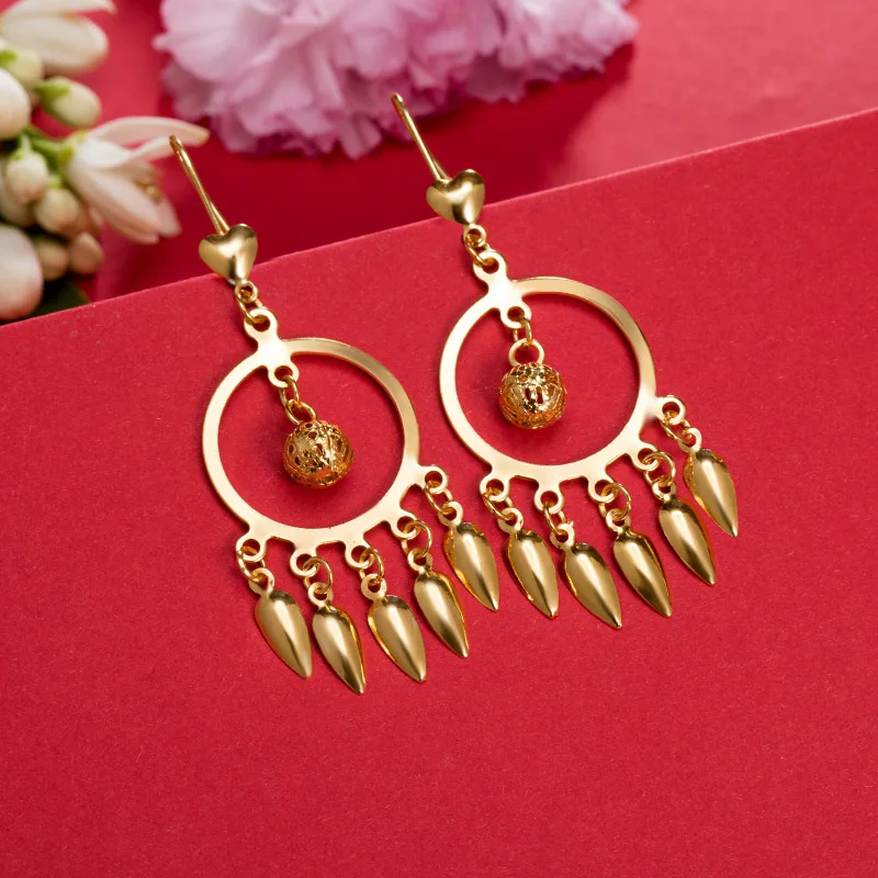 Dubai Gold Color Earrings 24K For Women Wedding Jewelry Women's Earrings For Girls Bridal Wife Gifts African Dubai French
Dubai Gold Color Earrings 24K For Women Wedding Jewelry Women's Earrings For Girls Bridal Wife Gifts African Dubai French