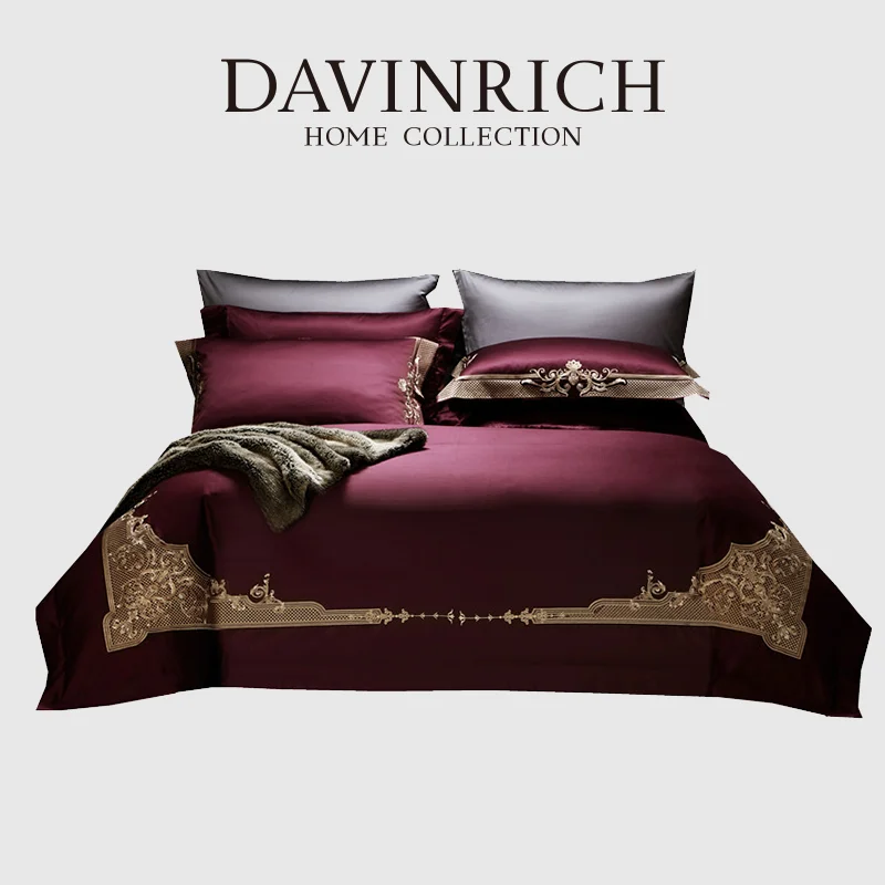 DAVINRICH Комплекты пододеяльников в стиле барокко, египетский хлопок, 1000 ниток, бордовый, красный и золотой, дамасский комплект постельного белья с цветочной вышивкой
DAVINRICH Комплекты пододеяльников в стиле барокко, египетский хлопок, 1000 ниток, бордовый, красный и золотой, дамасский комплект постельного белья с цветочной вышивкой