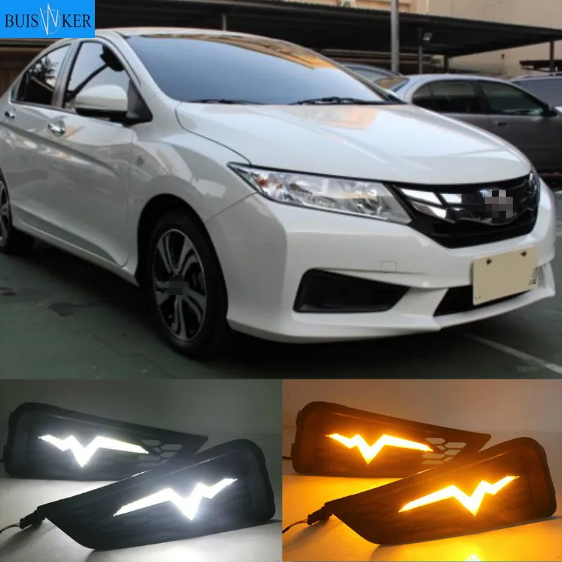 For Honda City 2015 2016 fog lamp cover drl with yellow turn signal light car styling LED daytime Running Lights
For Honda City 2015 2016 fog lamp cover drl with yellow turn signal light car styling LED daytime Running Lights