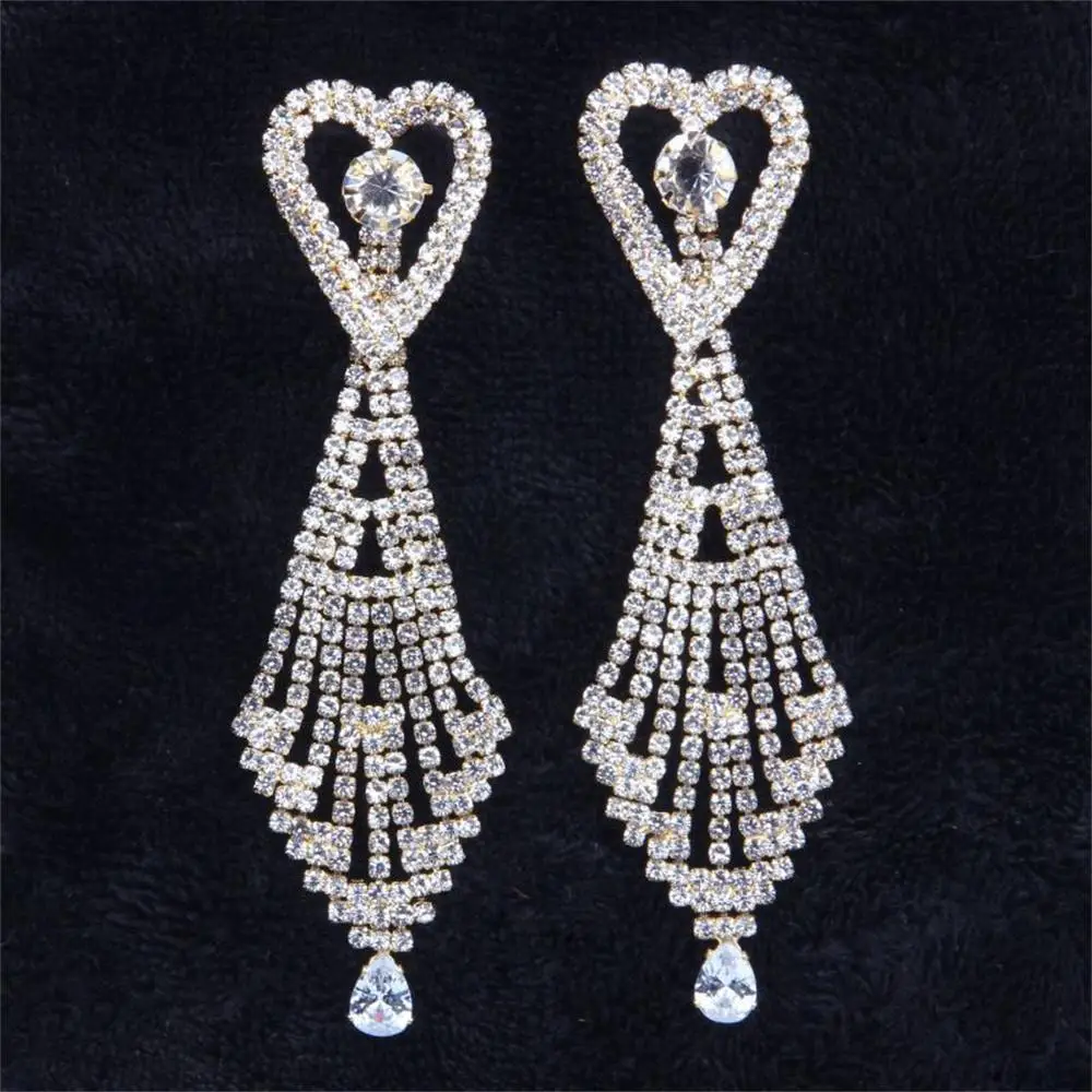 Shiny Heart-shaped Rhinestone Ladies Earrings Sexy Bride Wedding Crystal Temperament Ear Jewelry Drop Earrings Accessories
Shiny Heart-shaped Rhinestone Ladies Earrings Sexy Bride Wedding Crystal Temperament Ear Jewelry Drop Earrings Accessories
