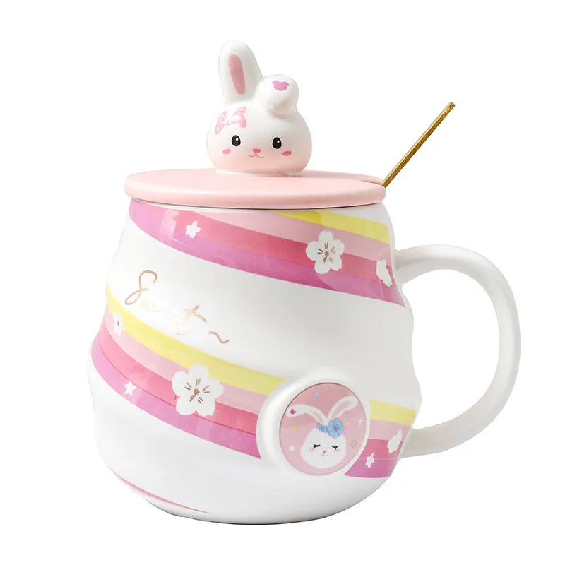 450ML Ceramic Coffee Cups Rabbit Cute Mug with Lid Gold Spoon Novelty Morning Milk Cups Anime Tea Mugs Gift
450ML Ceramic Coffee Cups Rabbit Cute Mug with Lid Gold Spoon Novelty Morning Milk Cups Anime Tea Mugs Gift