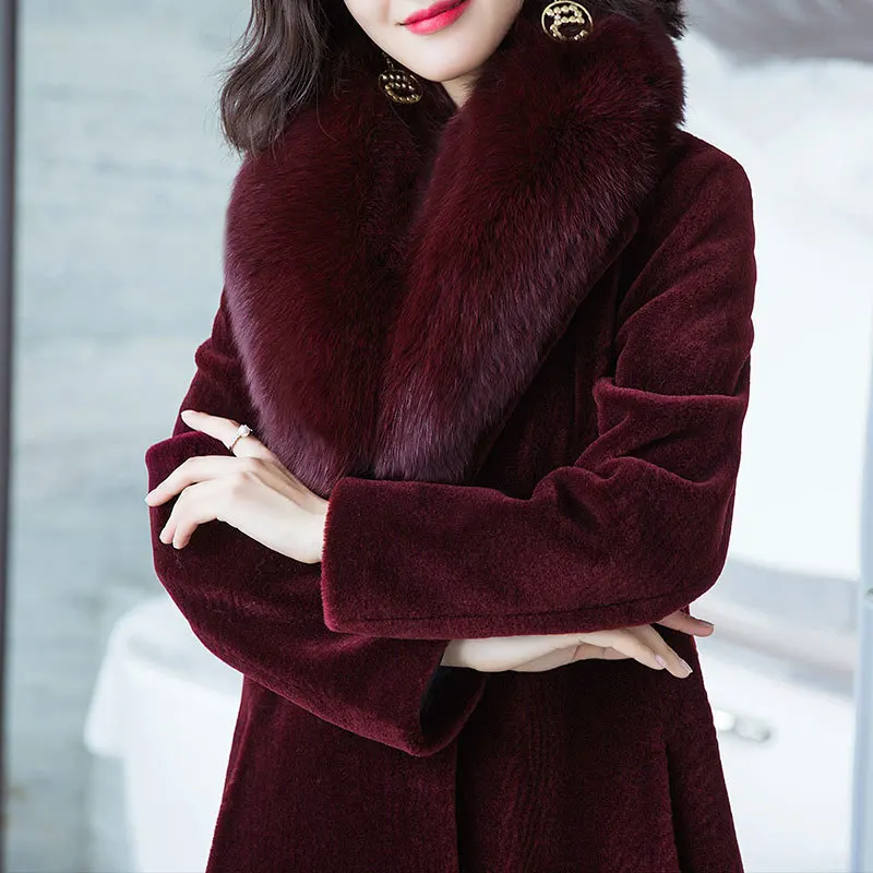 Women Winter Sheep Shearling Fur Coat Large Natural Fox Fur Collar Long Warm Real Fur Coats Genuine Wool Jackets 37030
Women Winter Sheep Shearling Fur Coat Large Natural Fox Fur Collar Long Warm Real Fur Coats Genuine Wool Jackets 37030