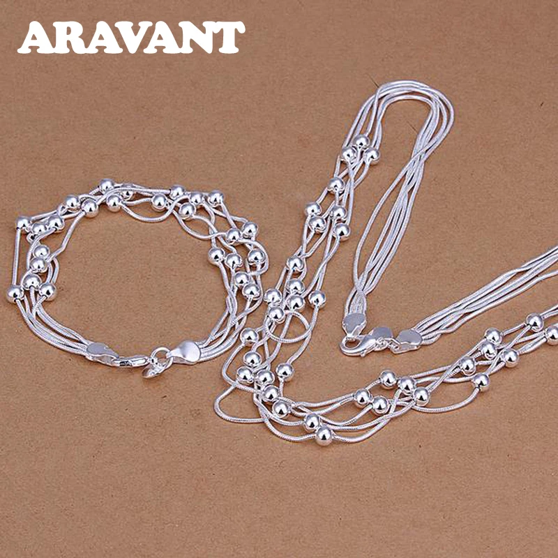 925 Silver Smooth Bead Necklace Bracelet Set For Women Fashion Jewelry
925 Silver Smooth Bead Necklace Bracelet Set For Women Fashion Jewelry