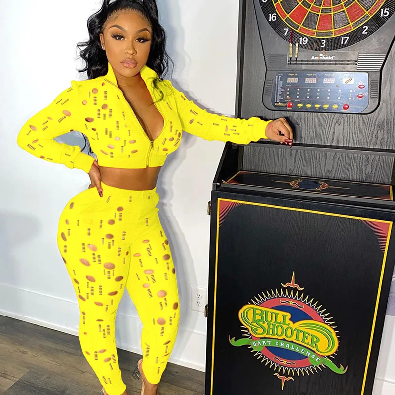 Hole Hollow Out Two Piece Set Women Top and Pants Streetwear Club Outfits for Women Matching Sets Casual Tracksuit Wholesale
Hole Hollow Out Two Piece Set Women Top and Pants Streetwear Club Outfits for Women Matching Sets Casual Tracksuit Wholesale