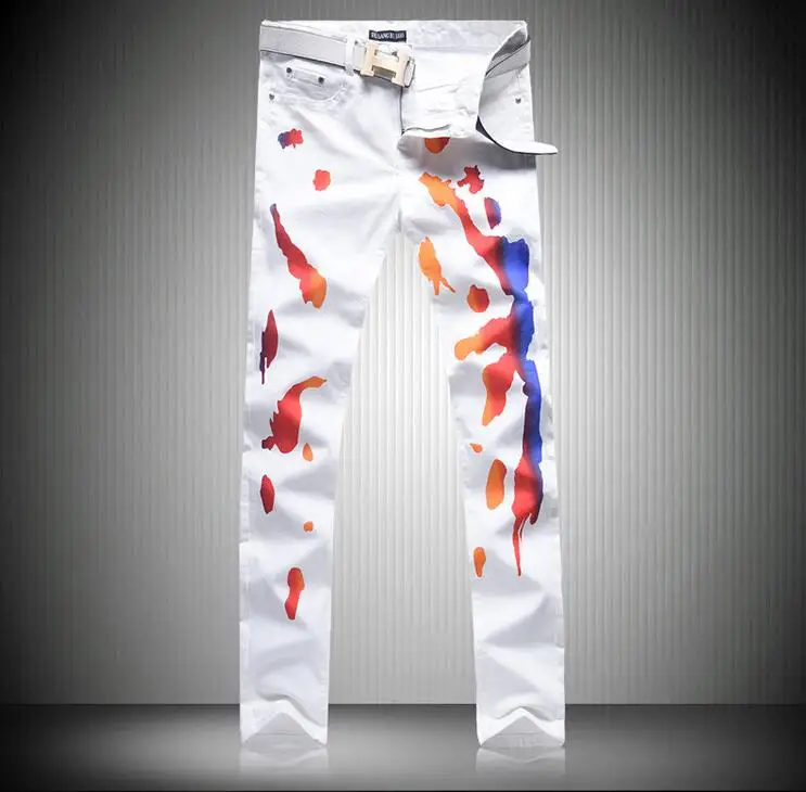 Print Mens White Jeans Fashion Painting Pattern Designer Skinny Hip Hop Casual Pants
Print Mens White Jeans Fashion Painting Pattern Designer Skinny Hip Hop Casual Pants