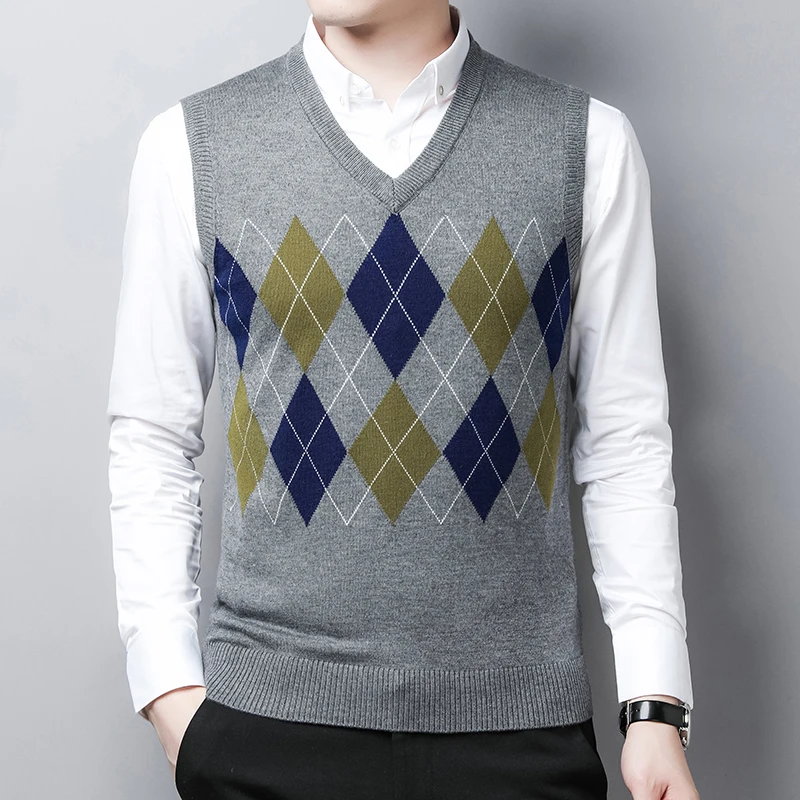 Mens Cashmere Sweater Vest Male Argyle Patterns Sleeveless Wool Sweater Patchwork Color Knit Vest
Mens Cashmere Sweater Vest Male Argyle Patterns Sleeveless Wool Sweater Patchwork Color Knit Vest