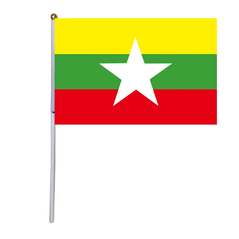 free shipping xvggdg 100pcs 14 * 21cm National Flag Myanmar hand flags with plastic flagpole Polyester Printing flag
free shipping xvggdg 100pcs 14 * 21cm National Flag Myanmar hand flags with plastic flagpole Polyester Printing flag
