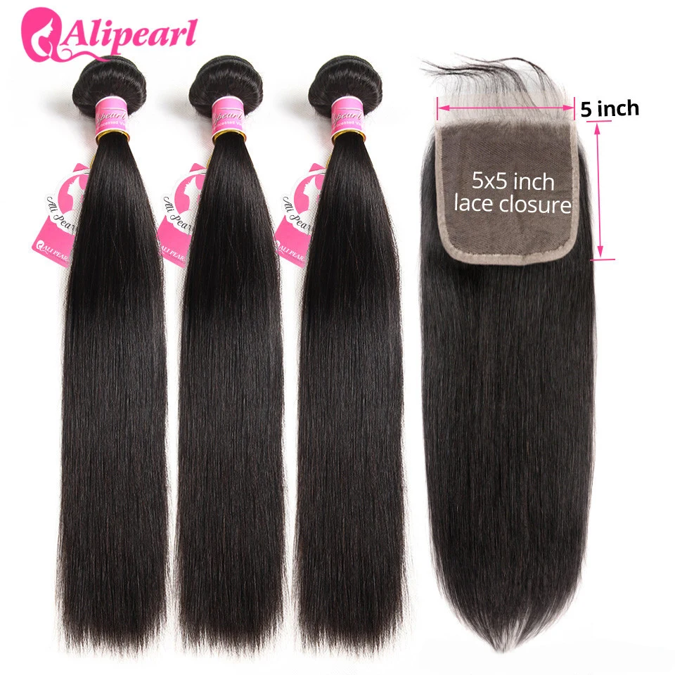 Straight Human Hair 3 Bundles With 5x5 Lace Closure Free Part Peruvian Hair Weave Bundles Remy Hair Extension AliPearl Hair
Straight Human Hair 3 Bundles With 5x5 Lace Closure Free Part Peruvian Hair Weave Bundles Remy Hair Extension AliPearl Hair