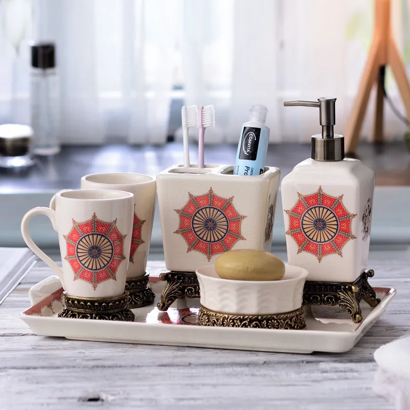 Bathroom Accessories Set Ceramic & Resin Soap Dispenser Toothbrush Holder & Gargle Cups Soap Dishes Lavatory 5/6 Pieces Sets
Bathroom Accessories Set Ceramic & Resin Soap Dispenser Toothbrush Holder & Gargle Cups Soap Dishes Lavatory 5/6 Pieces Sets