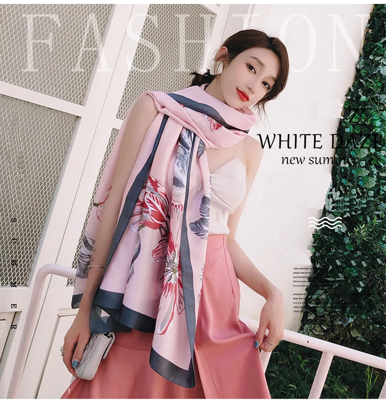 New Autumn 100% Pure silk Scarf 2020 Fashion Flowers Degital Printed Pashmina Out Door Sun Protective Female Elegant Shawl Wrap
New Autumn 100% Pure silk Scarf 2020 Fashion Flowers Degital Printed Pashmina Out Door Sun Protective Female Elegant Shawl Wrap