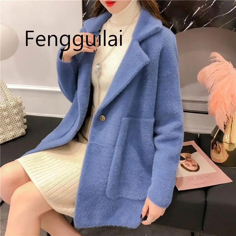 New Women Imitation Mink Cashmere Coat Autumn Winter Korean Loose Super Soft Candy Color Sweater Female Knit Cardigan Coat Thick
New Women Imitation Mink Cashmere Coat Autumn Winter Korean Loose Super Soft Candy Color Sweater Female Knit Cardigan Coat Thick