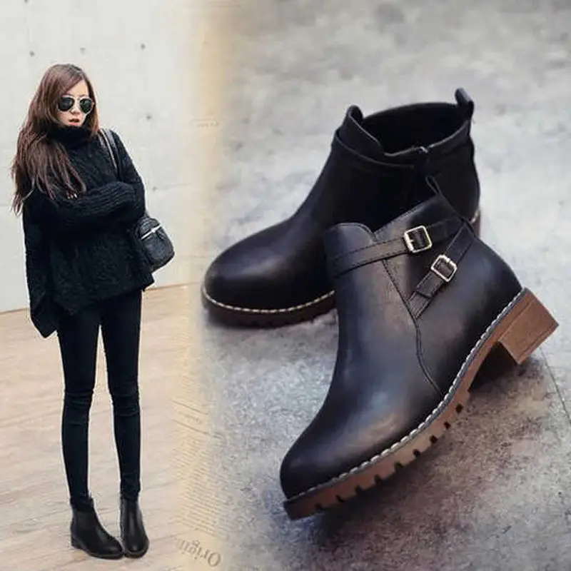 akexiya 2021 Thick Heel Plus Cashmere Leather Boots Winter Short Boots Women Spring Autumn British Style Boots Women's Shoes
akexiya 2021 Thick Heel Plus Cashmere Leather Boots Winter Short Boots Women Spring Autumn British Style Boots Women's Shoes