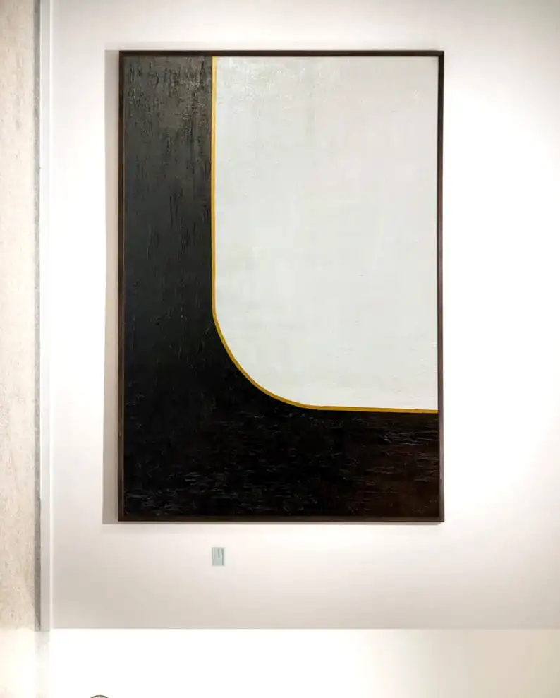Handmade Texture Painting Large Wall Art Canvas Minimalist Oversize Abstract Painting Black And White Painting Gold Lining
Handmade Texture Painting Large Wall Art Canvas Minimalist Oversize Abstract Painting Black And White Painting Gold Lining