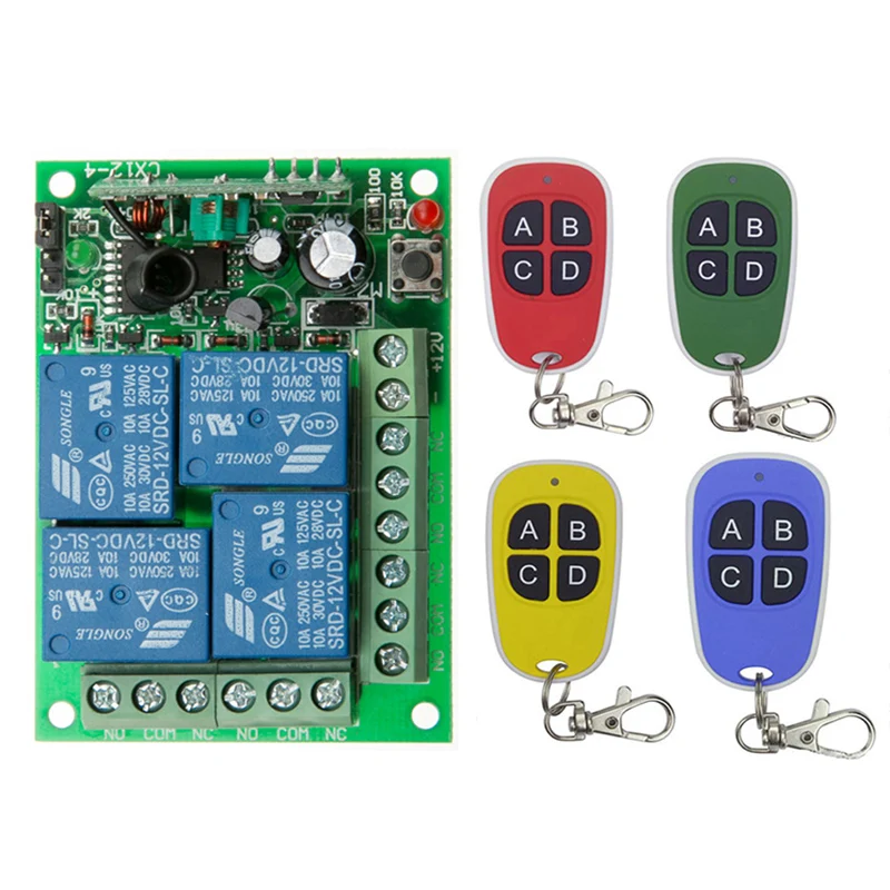 Universal Wireless Remote Control Switch DC 12V 24V 4 CH 4CH Relay Receiver Module + RF Transmitter Remote Lights
Universal Wireless Remote Control Switch DC 12V 24V 4 CH 4CH Relay Receiver Module + RF Transmitter Remote Lights