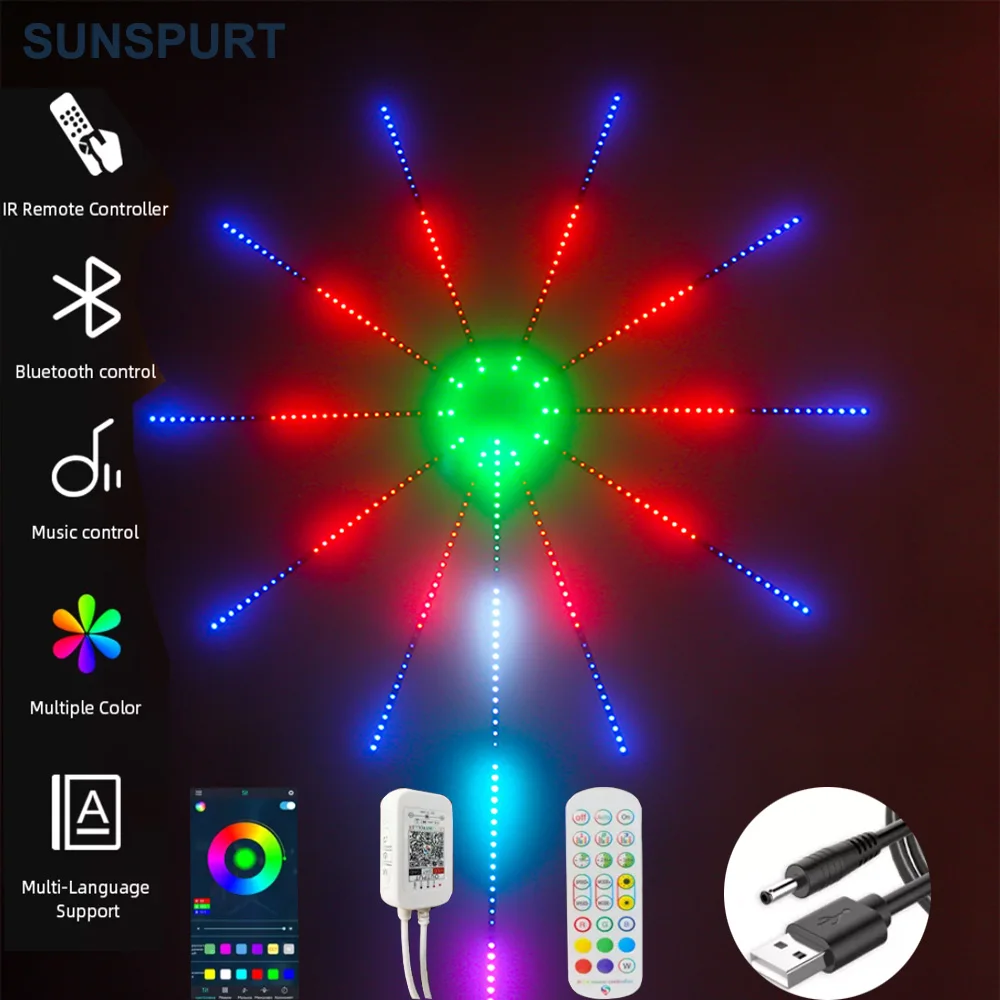 СВЕТОДИОДНАЯ Гирлянда в виде фейерверка, украшение вечерние, Рождество, Bluetooth, Wi-Fi контроллер, музыка WS2812B RGB, лампа для комнаты, свадьбы, смарт-Аксессуары
СВЕТОДИОДНАЯ Гирлянда в виде фейерверка, украшение вечерние, Рождество, Bluetooth, Wi-Fi контроллер, музыка WS2812B RGB, лампа для комнаты, свадьбы, смарт-Аксессуары