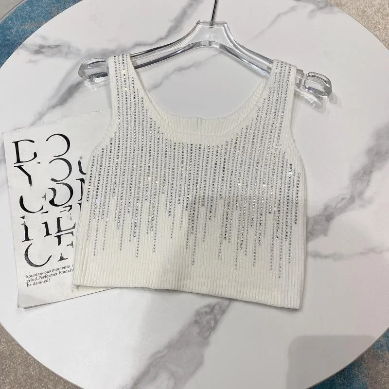 Womens Fashion New Short Skinny Diamonds Design Sleeveless Knitted Camisole Vest O-Neck Korean Style Elegant Casual Shirts
Womens Fashion New Short Skinny Diamonds Design Sleeveless Knitted Camisole Vest O-Neck Korean Style Elegant Casual Shirts