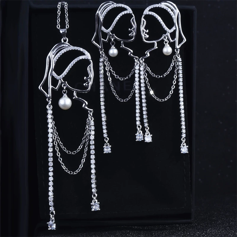 KOFSAC Exquisite Zircon Cute Girly Pearl Earrings Necklaces For Women 925 Sterling Silver Jewelry Set Lady Valentine's Day Gifts
KOFSAC Exquisite Zircon Cute Girly Pearl Earrings Necklaces For Women 925 Sterling Silver Jewelry Set Lady Valentine's Day Gifts