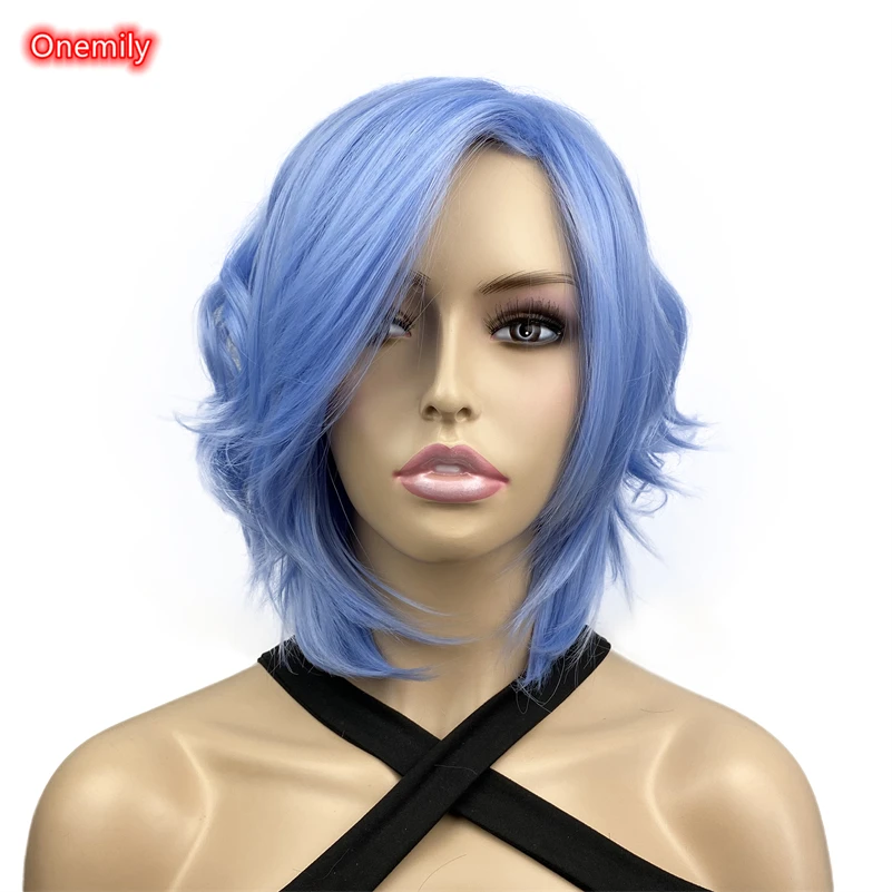 Onemily Short Wavy Anime Cosplay Wig for Women Girls Asymmetrical Side Bangs Blue Wigs for Halloween
Onemily Short Wavy Anime Cosplay Wig for Women Girls Asymmetrical Side Bangs Blue Wigs for Halloween