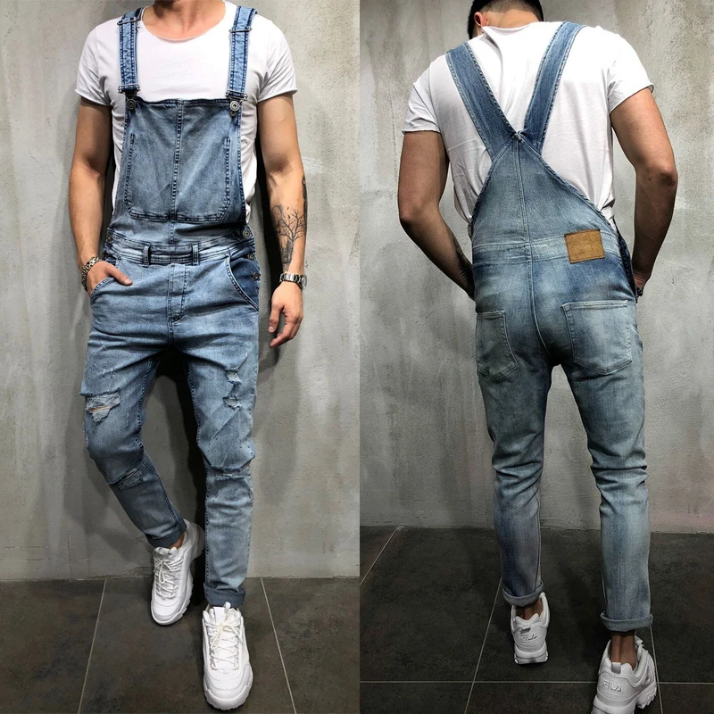 Fashion Men's Ripped Jeans Jumpsuits Ankle Length Letter printing Distressed Denim Bib Overalls For Men jeans Suspender Pants
Fashion Men's Ripped Jeans Jumpsuits Ankle Length Letter printing Distressed Denim Bib Overalls For Men jeans Suspender Pants