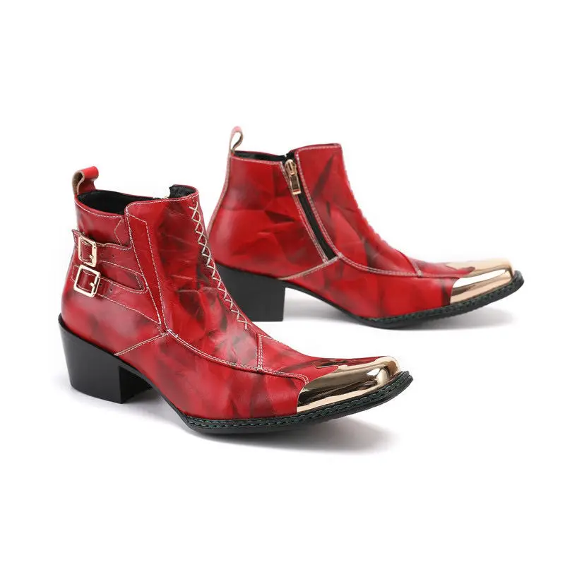 New Metal Square Toe Men Boots High Heel Genuine Leather Boots Mens Fashion Nightclub Bar Personality Cowboy Ankle Boots
New Metal Square Toe Men Boots High Heel Genuine Leather Boots Mens Fashion Nightclub Bar Personality Cowboy Ankle Boots