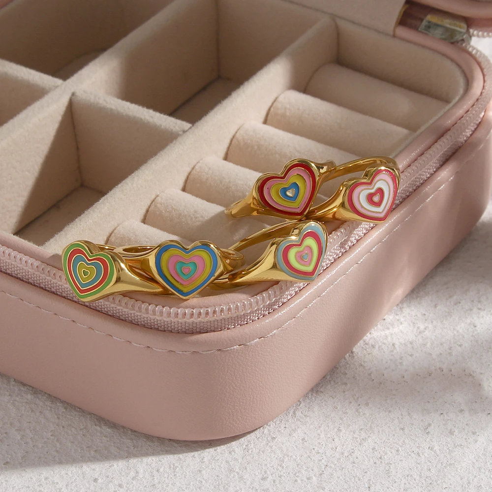 Lovely Korean Fashion Jewelry Tarnish Free Hypoallergenic Heart Shape Colorful Gold Rings For Women Multiple Layers Love Ring
Lovely Korean Fashion Jewelry Tarnish Free Hypoallergenic Heart Shape Colorful Gold Rings For Women Multiple Layers Love Ring