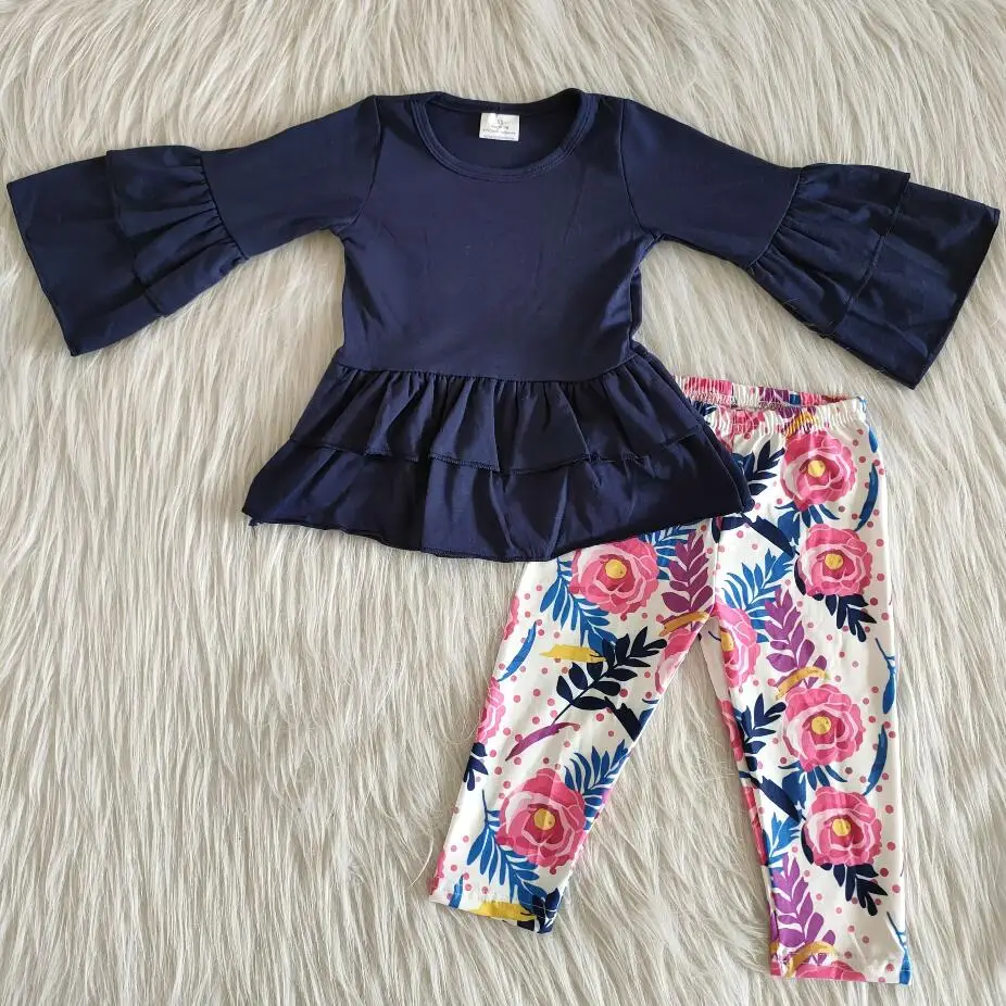kids girls fall winter design long sleeve navy top floral pant 2pcs casual wear no moq clothing set wholesale boutique clothing
kids girls fall winter design long sleeve navy top floral pant 2pcs casual wear no moq clothing set wholesale boutique clothing