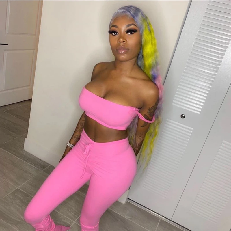 Off Shoulder Sexy Bodycon Matching Sets Women Sleeveless Club Party Two Piece Outfits Bodycon Top And Stacked Pants Set
Off Shoulder Sexy Bodycon Matching Sets Women Sleeveless Club Party Two Piece Outfits Bodycon Top And Stacked Pants Set