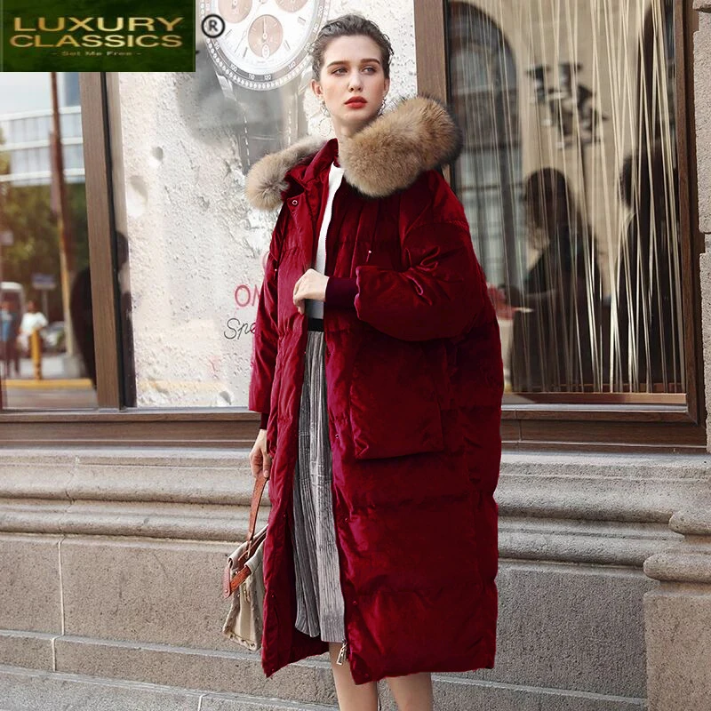 Thick Winter Coat Female Warm Women's Down Jacket Raccoon Fur Hooded 2021 Korean Vintage Velvet Long Duck Down Coat W1297
Thick Winter Coat Female Warm Women's Down Jacket Raccoon Fur Hooded 2021 Korean Vintage Velvet Long Duck Down Coat W1297