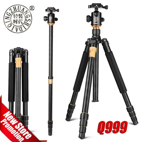 QZSD Q999 Professional Photographic Portable Aluminium Alloy Travel Tripod & Monopod Stand with Ball Head For DSLR Camera